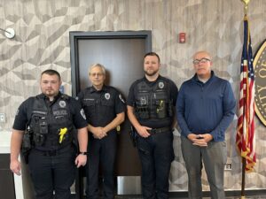 Mishawaka Police Department, Officers of the Second Quarter Sgt. Miles Andrews, Pfc. Kyle Lindzy and Psc. Hunter Parsons Thes MPD officers are commended for their calm demeanor and teamwork that led to the rescue of a female in a time of Distress!