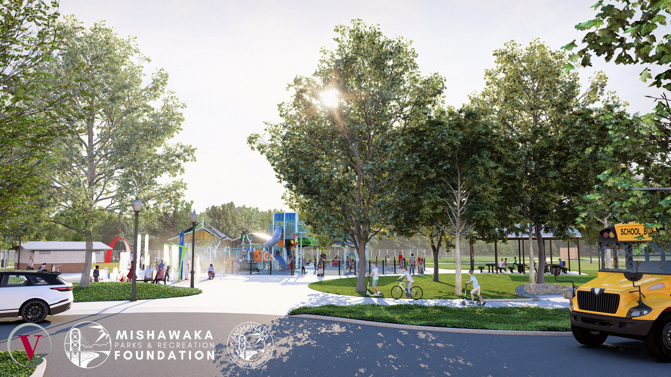 Residents playing in the City of Mishawaka Normain Park.