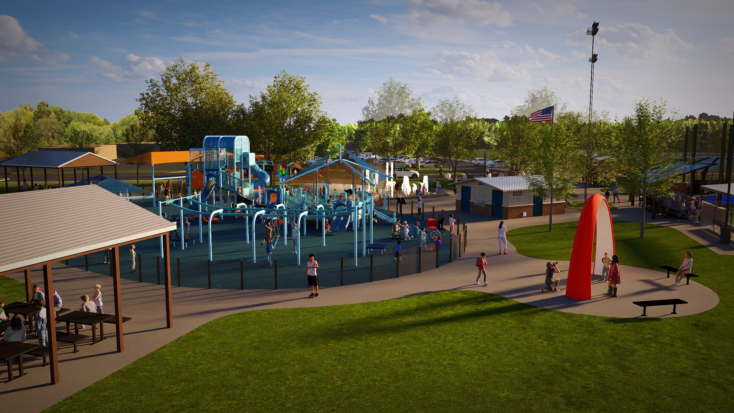 Residents playing in the Normain Park Playground.