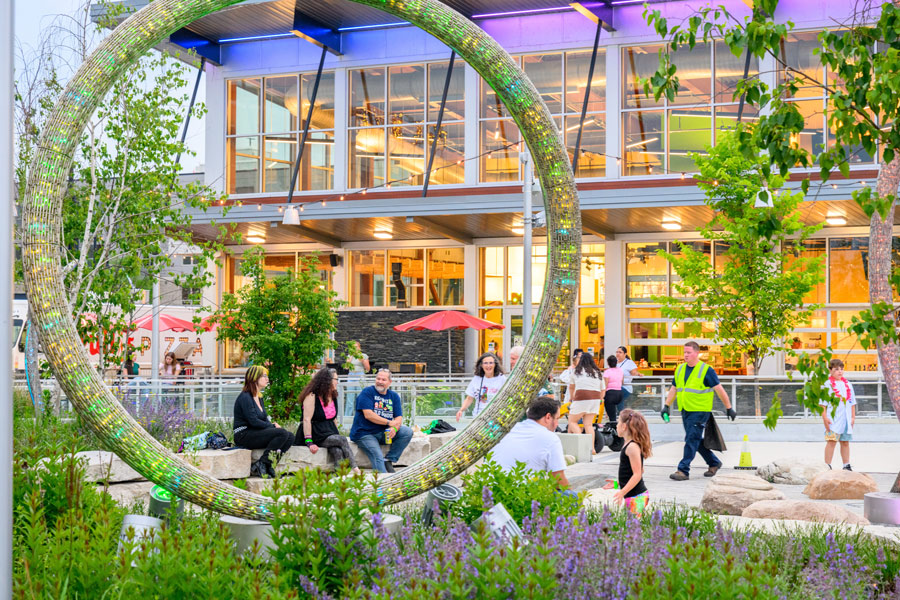 Residents hanging out downtown at Retro Fest.