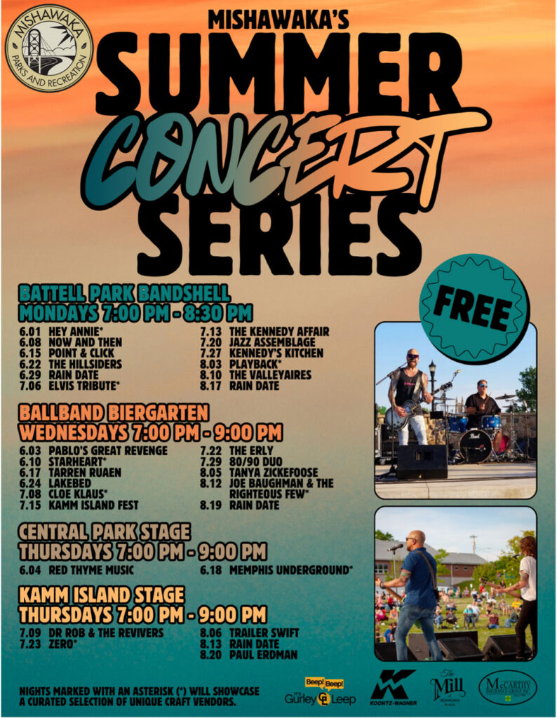 2026 Summer Concert Series Schedule.